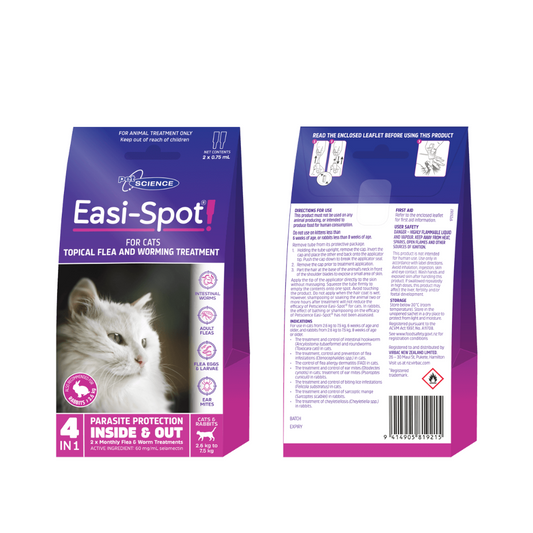 Easi-spot Flea and Wormer - Cat (2.6-7.5kg)